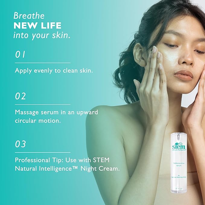 STEM Natural Intelligence Skin and Face ReGenerative Serum for Women, Facial Moisturizer Skin Care Peptides Serum, Luxury Face Moisturizer for Women, Hydration Serums, Antioxidant Support Serums, 1 oz-Velvo Beauty