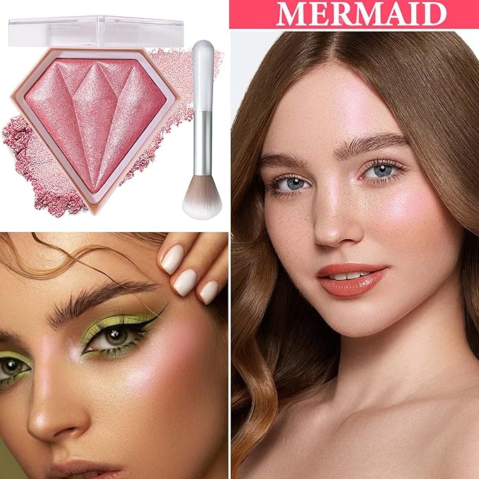 Face Glitter Blush Shimmer Waterproof Highlighter Blusher Powder,Facial Contour Corrector Long Lasting Glitter Illuminator Highlighter Palette Shimmer Highlight Makeup Palette(05#)-Velvo Beauty