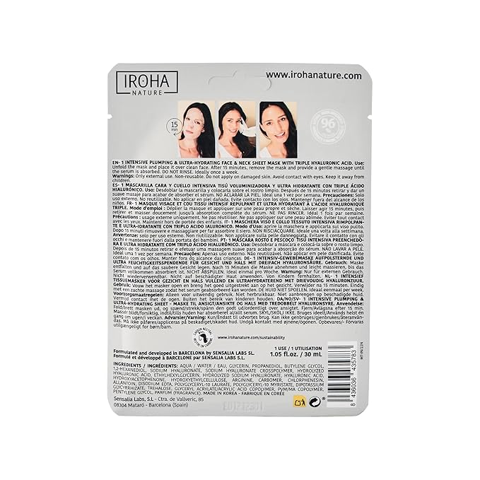 IROHA NATURE Replumping & Anti-Aging Tissue Face Mask (Pack of 15) | With Triple Hyaluronic Acid | Deep Hydration & Anti-Aging Effect | Softer, Calmer Skin | 100% Vegan-Velvo Beauty