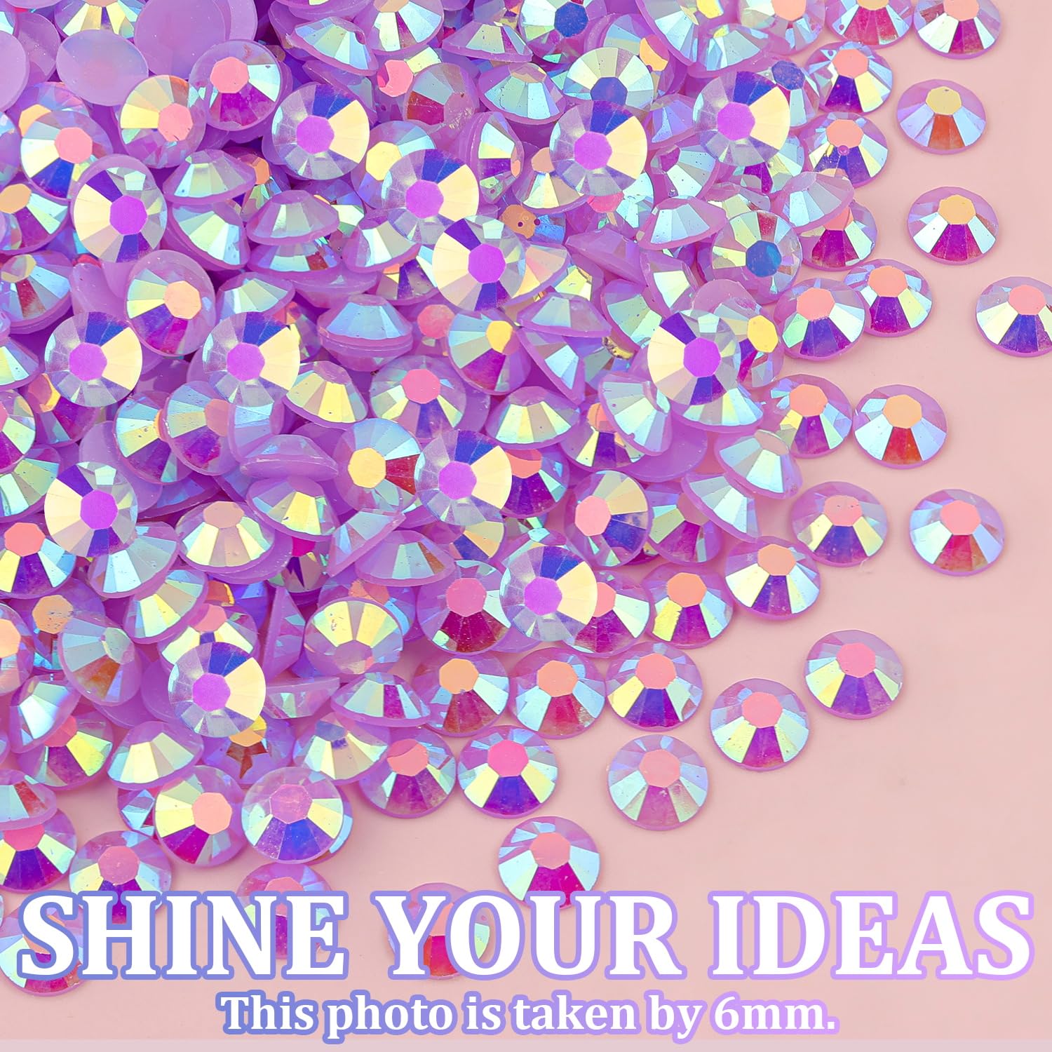25000Pcs Resin Jelly Rhinestones for Crafting, Lavender Purple AB 2-6mm Mixed Sizes Non Hotfix Flatback Gems, Bedazzling Crystal for DIY Crafts Clothing Tumblers Mugs Shoes Fabric Nail Art-Velvo Beauty