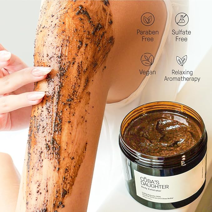 COBA'S DAUGHTER Robusta Coffee Body Scrub| Exfoliating for Cellulite and Stretch Marks, KP Bump Eraser, Strawberry Legs,Underarm | Matcha & Shea Butter | Safe for pregnancy | Vegan Beauty (10.6 Oz)-Velvo Beauty