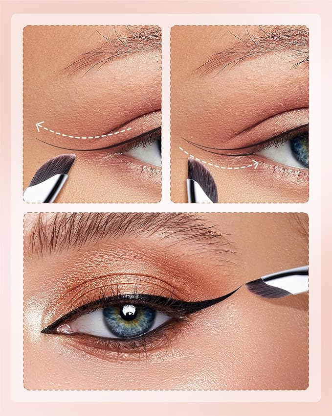 EIGSHOW Eyeliner Brush Gel Eyeliner Makeup Brush for Precise Eye Liner Eyebrow Eyelid Ultra Thin with Curved Bristle (E865 2Pieces)-Velvo Beauty