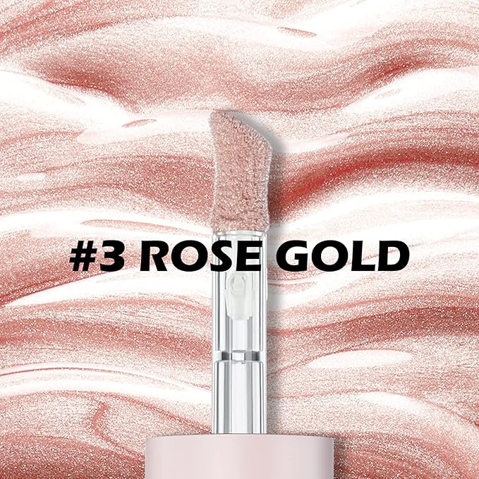 Erinde Liquid Highlighter Makeup, Pink Luminizer Face Highlight Makeup Stick, Natural Beauty Glow Finish, Lightweight Blendable Cream Face Body Liquid Illuminator Bronzer, Cruelty-free, 03 Rose Gold-Velvo Beauty