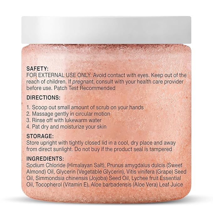 MAJESTIC PURE Himalayan Salt Body Scrub with Lychee Oil, Exfoliating Salt Scrub to Exfoliate & Moisturize Skin, Deep Cleansing - 10 oz-Velvo Beauty
