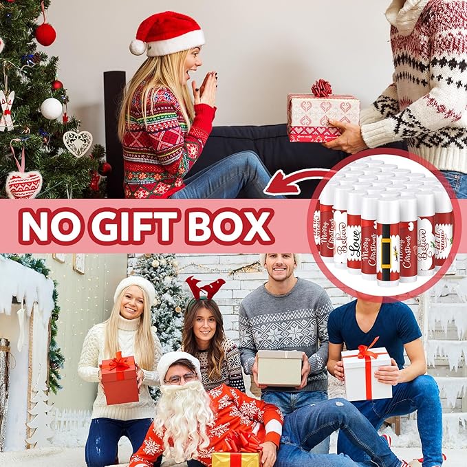 50 Pieces Christmas Santa Lip Balm Bulk Gift Christmas Gift for Women Moisturizing Lip Care Product for Seasonal Winter Holiday Xmas Party Gift-Velvo Beauty