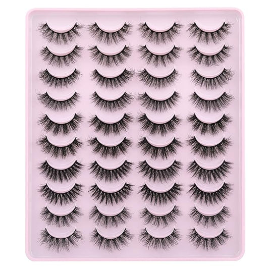 JIMIRE False Eyelashes Natural Fluffy Wispy Faux Mink Lashes 5D 14mm-18mm 5 Styles Mixed Lashes for Small Eyes Natural Look Fake Eyelashes 20 Pairs Multipack-Velvo Beauty
