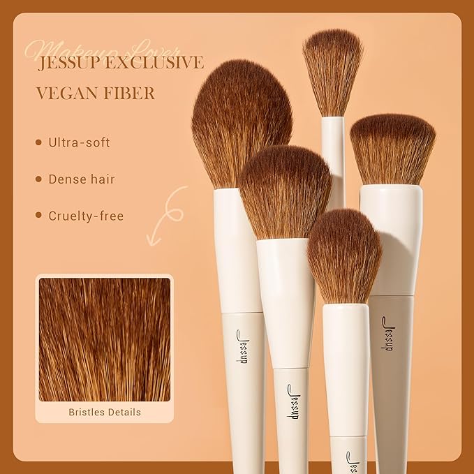 Jessup Makeup Brush Set 5Pcs Face Makeup Brushes Vegan Soft Foundation Brush Blush Brush Bronzer Contour Brush Highlighter Brush Fluffy Setting Powder Brush, Light Grey T493-Velvo Beauty