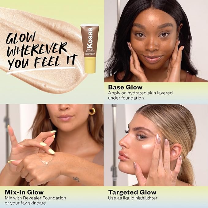 Kosas Glow I.V. Vitamin-Infused Skin Enhancer Face Makeup - Tinted Beauty Highlighter for a Healthy Glow - Illuminate-Velvo Beauty