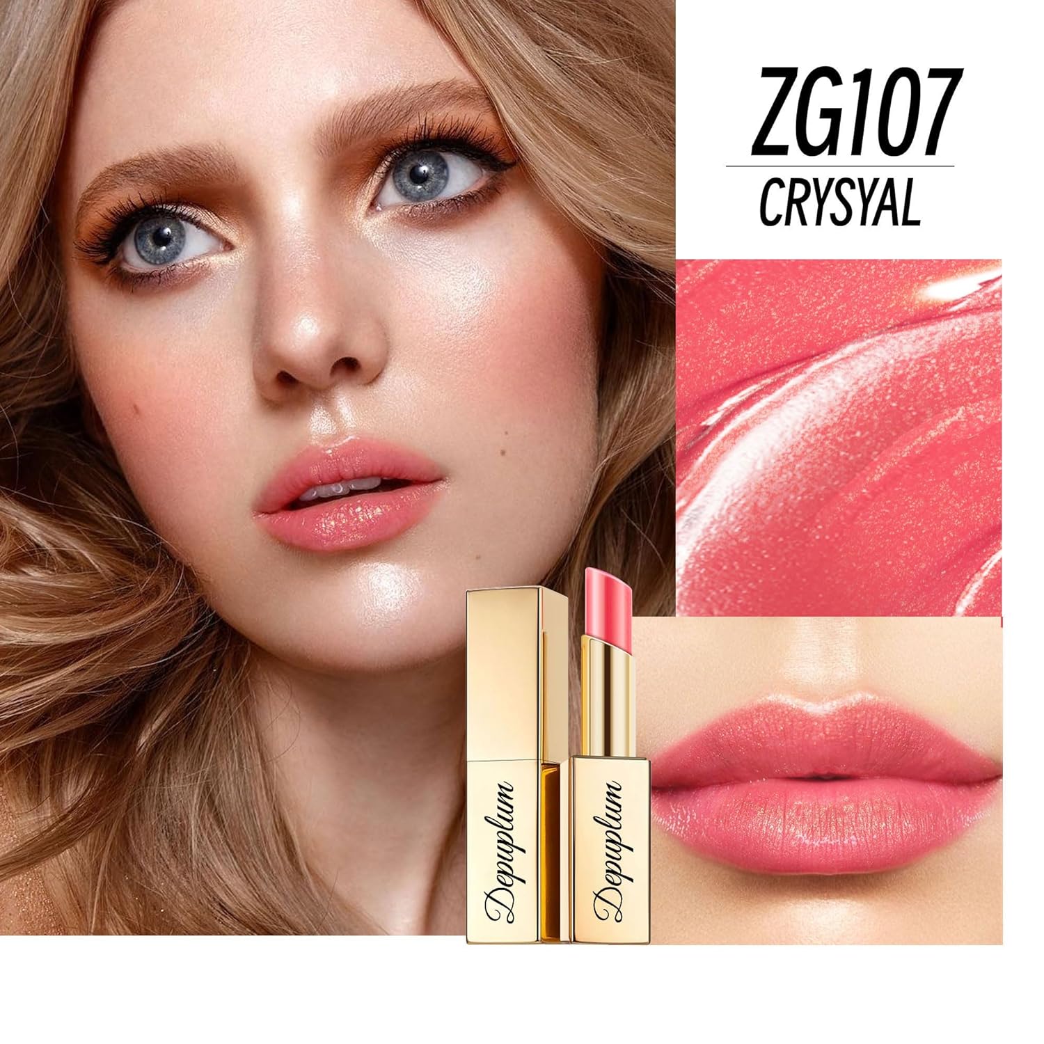 Peach Pink Lipstick Moisturizing for Women Shimmer Tinted Lip Balm Hydrating Nourishing Lip Gloss Vegan& Cruelty Free Lip Makeup, ZG107 Candy-Velvo Beauty