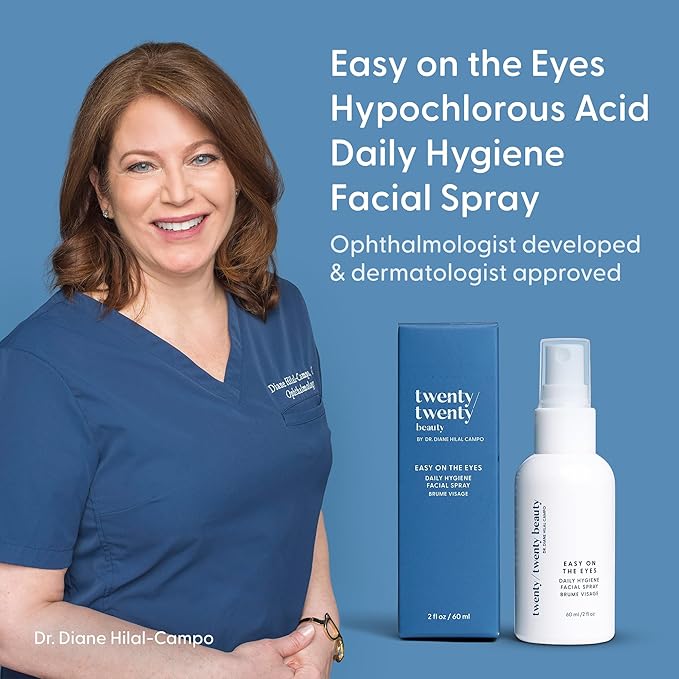 twenty/twenty Easy On The Eyes – 0.02% Hypochlorous Acid Spray to Cleanse Eyelashes – Reduce Eyelid Irritation – Safe for Sensitive Skin – Ophthalmologist Developed–Vegan, Clean Ingredients – 60ml-Velvo Beauty