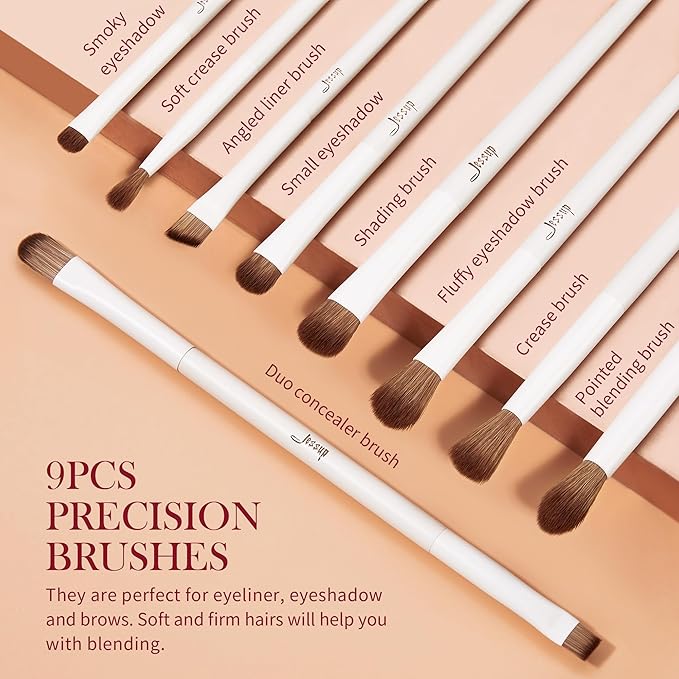 Jessup Makeup Brushes 14Pcs Makeup Brush Set Premium Synthetic Powder Foundation Contour Blush Concealer Eye Shadow Blending Liner Make Up Brush Kit Light Grey with Gift Box, T329-G-Velvo Beauty
