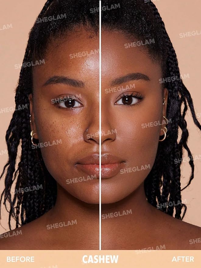 SHEGLAM SKin-Focus Full Coverage Powder Foundation Oil-Control Lightweight Face Pressed Powder Makeup-Porcelain-Velvo Beauty