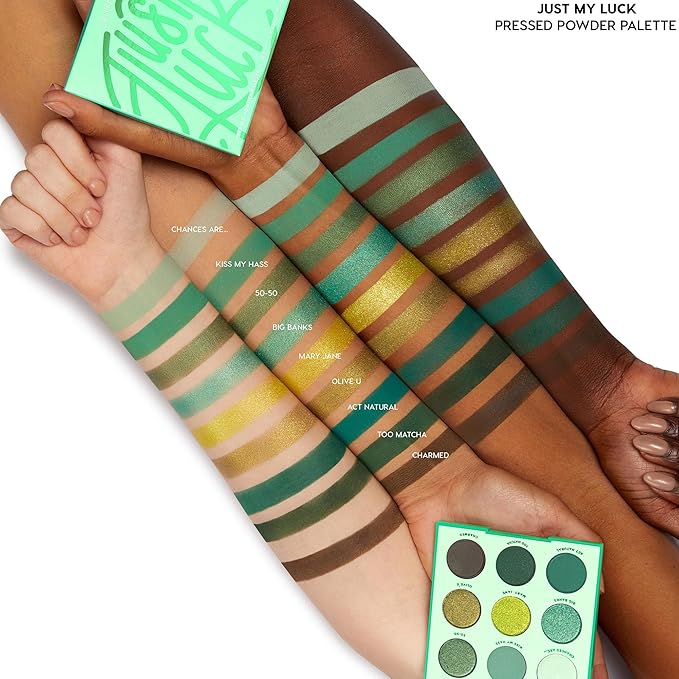 Colourpop Just My Luck Green Eyeshadow Palette - Green & Neutral Eyeshadow Palette with Matte & Metallic Finishes - High-Pigment Eye Makeup with a Long-Wearing Formula (0.3 oz)-Velvo Beauty