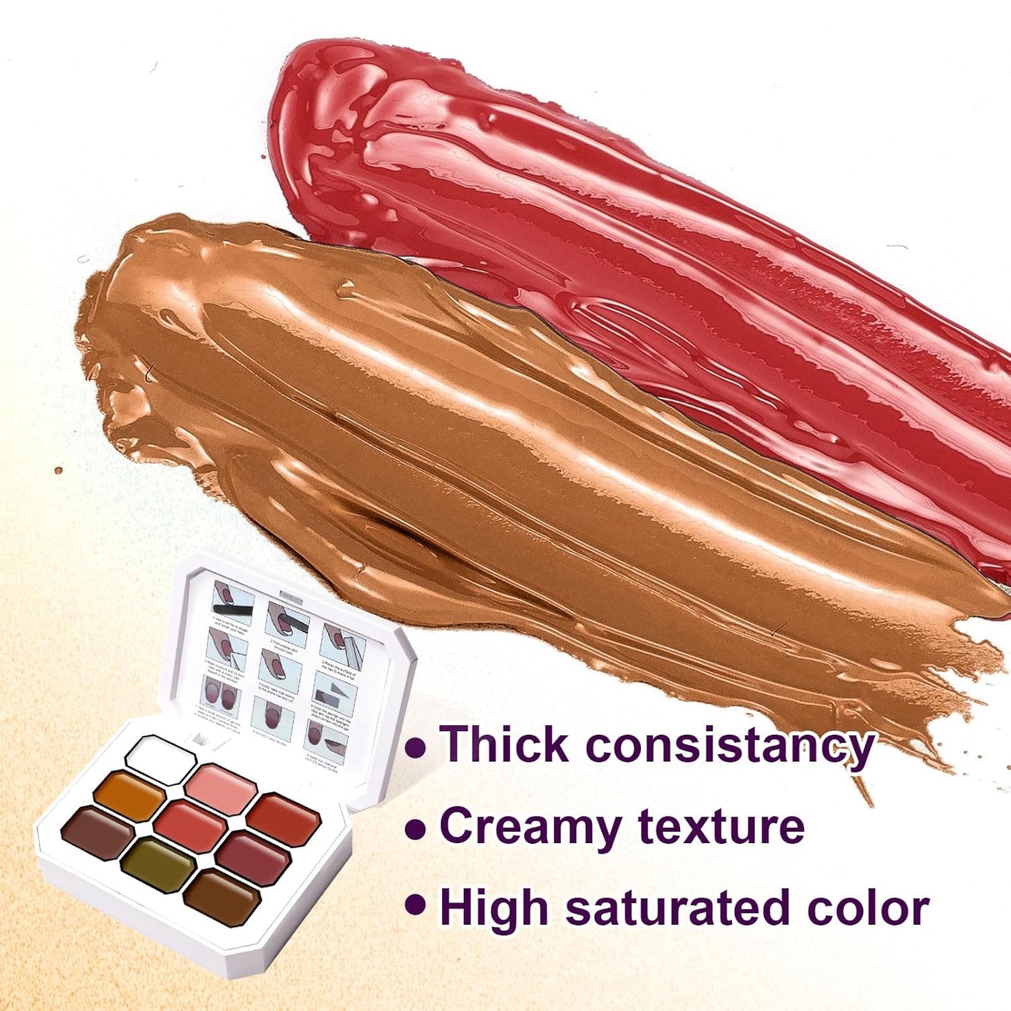 Gradient Painting Gel, 9 Colors Ombre Gel Nail Polish Dark Beown Green for Pigment Pat Aura Nails, French Manicure DIY Nail Art Long Lasting Soak od UV Home Salon Palette Ancient City-Velvo Beauty