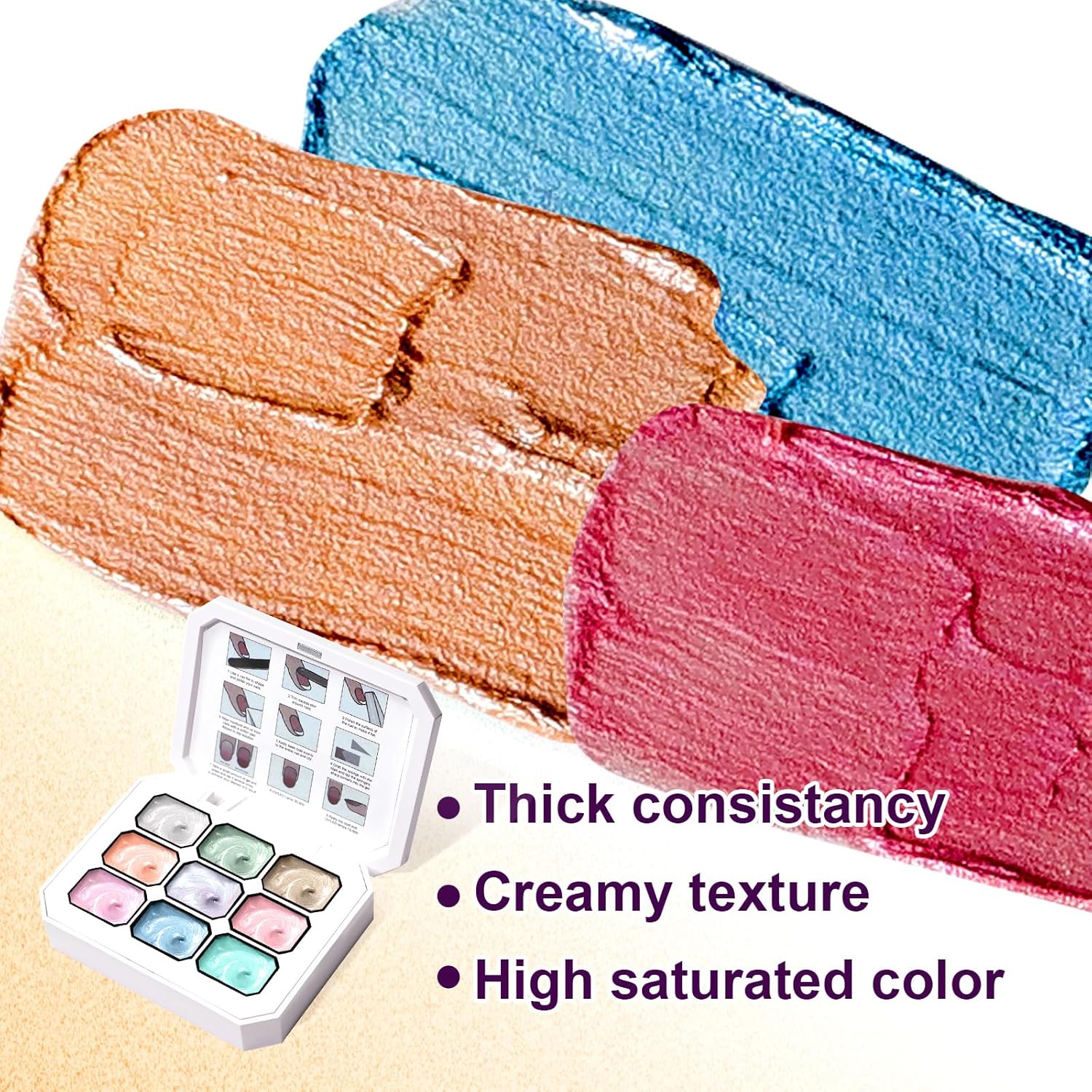 Gradient Painting Gel, 9 Colors Pearlescent Ombre Gel Nail Polish for Pigment Pat Aura Nails French Manicure Long-lasting No-wipe Soak Off UV Treasure of Pearl-Velvo Beauty