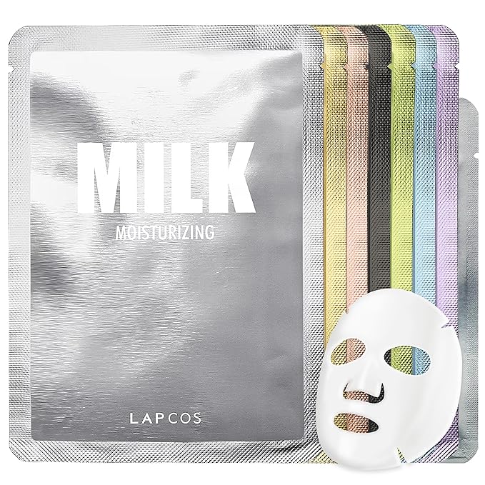LAPCOS Daily Sheet Mask Variety Pack 7+1 (Version 1) Daily Face Masks - Hydrate, Clarify, Nourish, Exfoliate & Renew Skin, Korean Beauty Favorite (8 pack)-Velvo Beauty