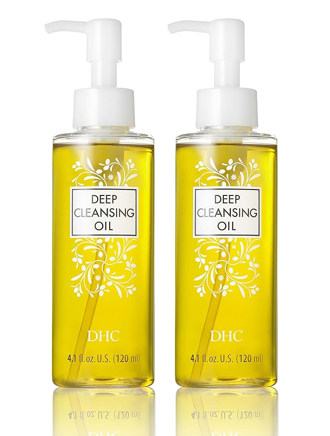 DHC Deep Cleansing Oil Medium 2 pack, Facial Cleansing Oil, Makeup Remover, Cleanses without Clogging Pores, Residue-Free, Fragrance and Colorant Free, All Skin Types, 4.1 fl. oz.-Velvo Beauty