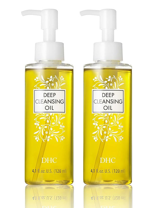 DHC Deep Cleansing Oil Medium 2 pack, Facial Cleansing Oil, Makeup Remover, Cleanses without Clogging Pores, Residue-Free, Fragrance and Colorant Free, All Skin Types, 4.1 fl. oz.-Velvo Beauty