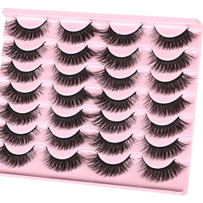 FARRED Natural Lashes Short Eyelashes Wispy False Mink Lash Pack 14 Pair Fluffy Cat Eye Strip Eyelash that Looks Like Extensions Small Fake Lashes for MUA and Beginners Daily Makeup (F14 | 8-15mm)-Velvo Beauty