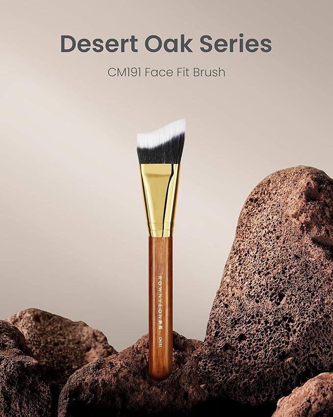 Desert Oak Series Terraced Contour Brush - 27mm Dual-Height Design with 5mm Flat Edge & 22mm Slope for Precision Sculpting, Bubinga & Brass (CM 191)-Velvo Beauty