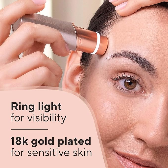 Finishing Touch Flawless Facial Hair Remover for Women, Rose Gold Electric Face Razor with LED Light, Recyclable Packaging-Velvo Beauty