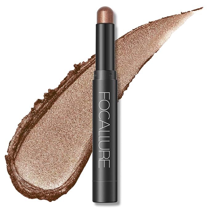FOCALLURE Shimmer and Matte Cream Eyeshadow Stick,Smooth Brilliant Eye Brightener Pencil for Women,Long Lasting Waterproof Eye Shadow and Liners Makeup,COPPER-Velvo Beauty