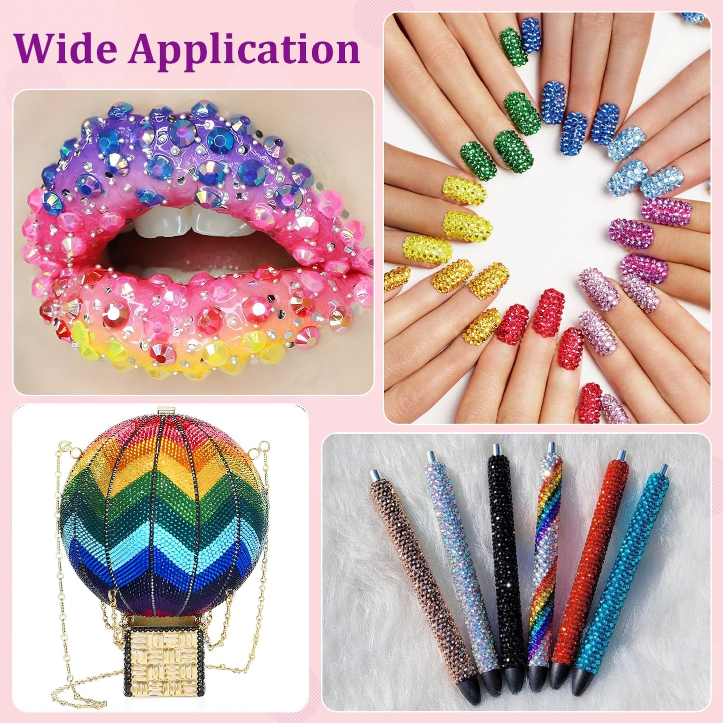 25000Pcs Resin Jelly Rhinestones with Tweezers for Crafting, Hot Pink AB Flatback Gems, Bedazzling Crystal with 3Pcs 10ml B7000 Jewelry Glue for DIY Crafts Clothing Tumblers Shoes Fabric Nail Art-Velvo Beauty