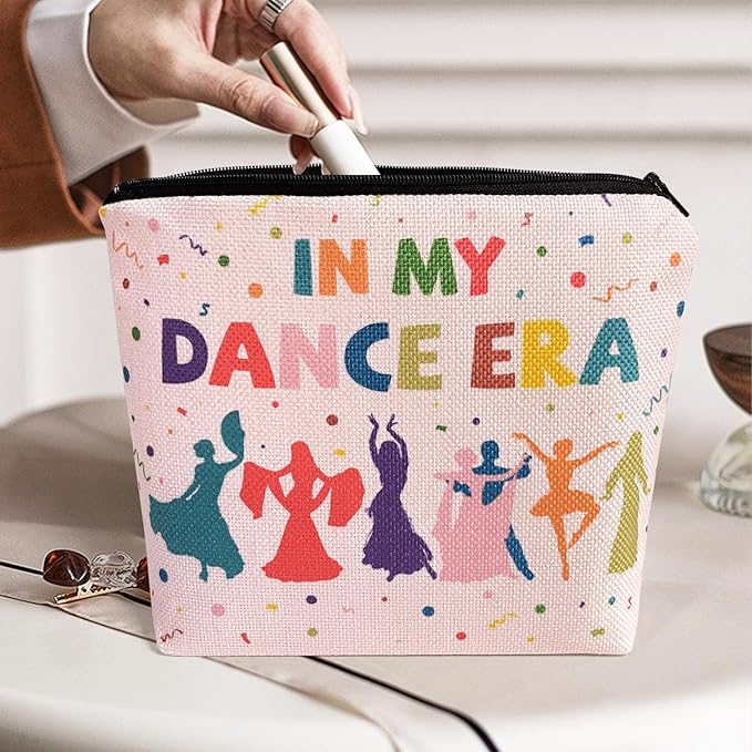 My Dance Era Canvas Zipper Cosmetic Bag, Small Makeup Bag for Women, Friends, Daughter, Sister for Dancers, Dancer Birthday Gifts for Girls (Pink)-Velvo Beauty
