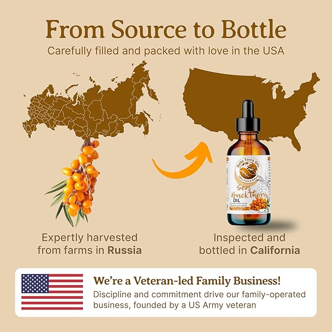 Bella Terra Oils - Organic Sea Buckthorn Oil 8oz - Cold-Pressed Treasure, Bursting with Omega-3 & Omega-6, A Radiant Glow in Every Bottle-Velvo Beauty