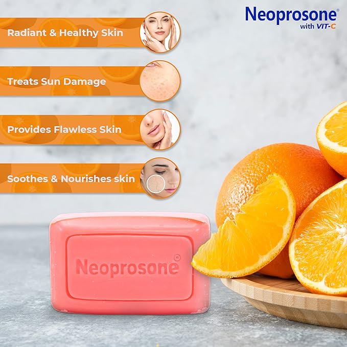 Neoprosone Skin Brightening Soap, 2.82 oz / 80 g, Hyperpigmentation Soap, Cleansing Bar, Fade Dark Spots on Knees, Elbows, Face, Private Areas, with Vitamin C and Castor Oil-Velvo Beauty