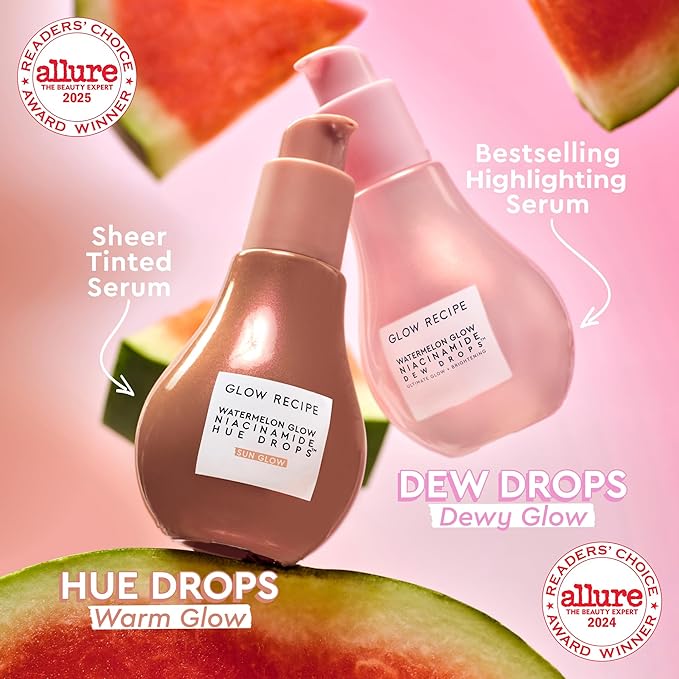 Glow Recipe Hue Drops Tinted Face Serum - Bronzing Drops to Brighten & Hydrate - Skincare Makeup Primer & Liquid Highlighter to Blur Pores for a Radiant, Even Skin Tone - Sunglow (40ml)-Velvo Beauty