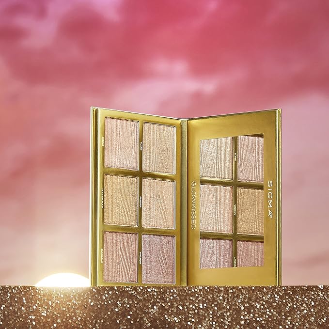 Sigma Beauty GlowKissed Highlight Palette | Highlighted Warm Tones | Glow Vibes, Mirror Included-Velvo Beauty