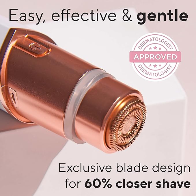 Finishing Touch Flawless Facial Hair Remover for Women, Rose Gold Electric Face Razor with LED Light, Recyclable Packaging-Velvo Beauty