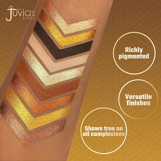 Juvia's Place Palette The Warrior - Warm Golds, Browns & Bronzes, Shades of 9, Warm and Neutral Palette, Pigmented Makeup Palette Eye Color & Shine-Velvo Beauty