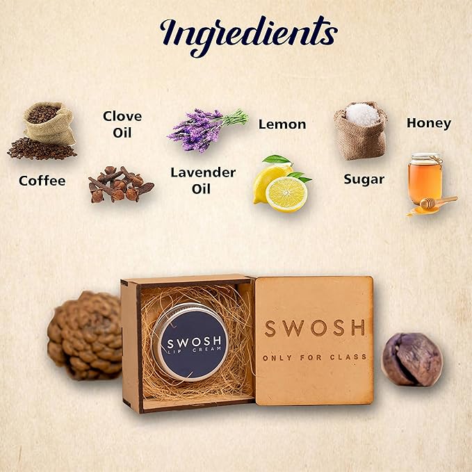 SWOSH Organic Lip Cream For Lightening & Brightening Dark Lips For Men & Women, 0.53 OUNCE with natural extract, clove oil, lavender oil, Lemon Grass oil lip Cream-Velvo Beauty