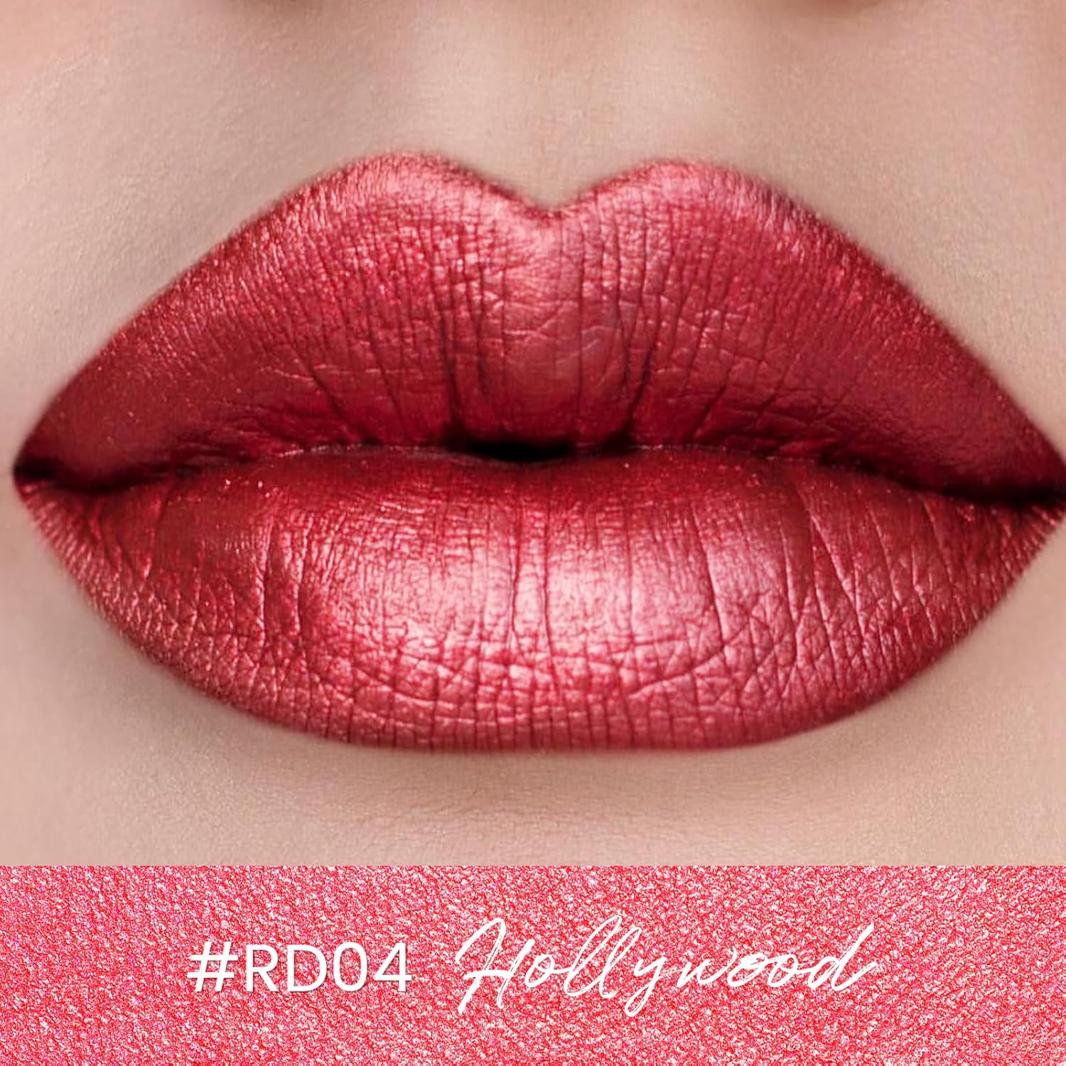 FOCALLURE Metallic Liquid Lipstick,Non Stick Cup Lip Gloss,High Impact Lip Color with Transfer-proof Wear,Long Lasting & Waterproof Lipstick Makeup for Women,RD04 HOLLYWOOD-Velvo Beauty