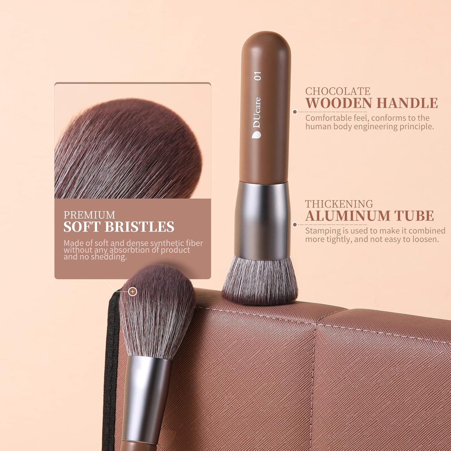 DUcare Makeup Brushes Professional with Bag 22Pcs Makeup Brush Set Premium Synthetic Kabuki Foundation Blending Brush Face Powder Blush Concealers Eye Shadows with Case-Velvo Beauty
