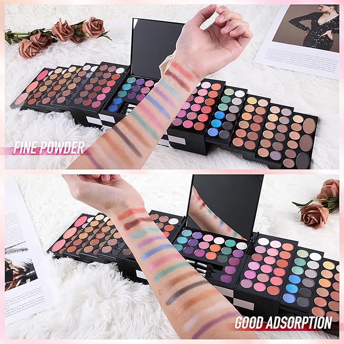 Eyeshadow Palette Cosmetics,Contour Palette Maquillaje Para Mujer,makeup Kit for Women Full Kit,With 142 Color Eyeshadow 3 Color Blush 3 Color Eyebrow Powder…-Velvo Beauty
