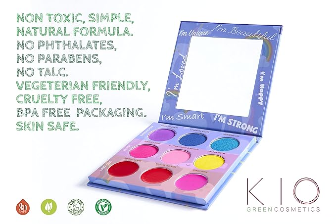 Unicorn All in One Makeup Palette With 9 Colors: 3 Eyeshadows 3 Shimmer Blush And 3 Lip-Gloss - "Amazon Exclusive" Natural Non Toxic kids girls teen pre-teen-Velvo Beauty