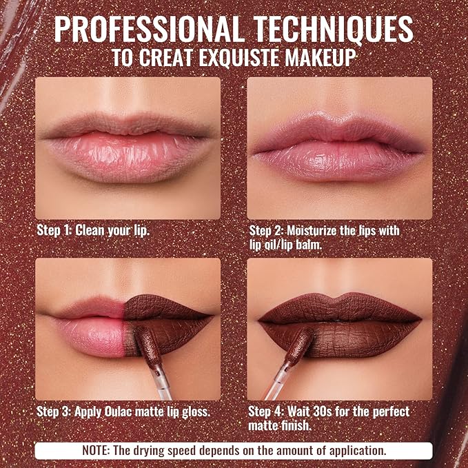 Oulac Matte Liquid Brown Lipstick for Women, Long Lasting Lipstick Waterproof Lip Stain, No Transfer, Creamy High Pigmented Formula with Rose Oil, Vegan & Cruelty-Free,Brown M03-Velvo Beauty