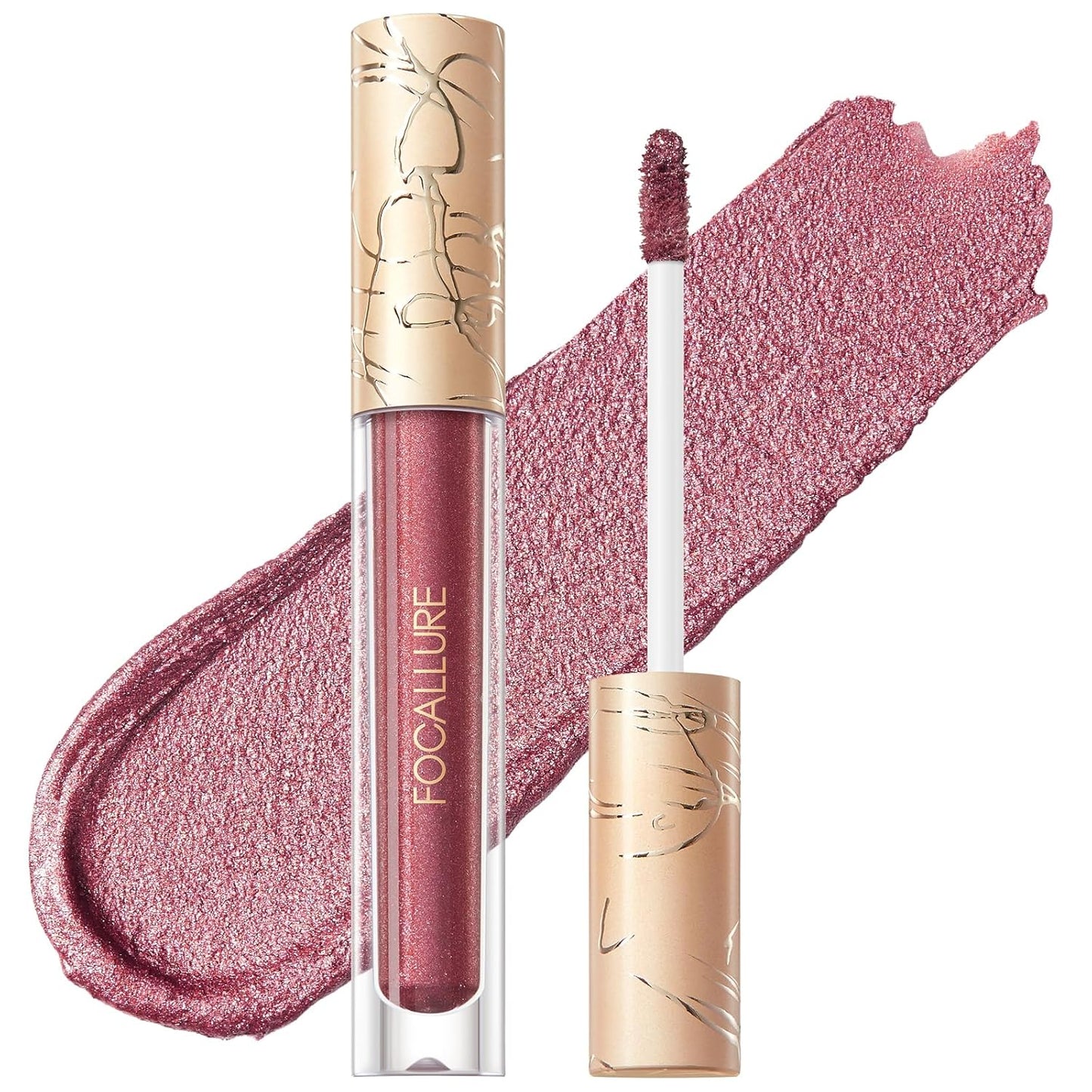 FOCALLURE Metallic Liquid Lipstick,Non Stick Cup Lip Gloss,High Impact Lip Color with Transfer-proof Wear,Long Lasting & Waterproof Lipstick Makeup for Women,Love Galore-Velvo Beauty