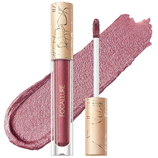 FOCALLURE Metallic Liquid Lipstick,Non Stick Cup Lip Gloss,High Impact Lip Color with Transfer-proof Wear,Long Lasting & Waterproof Lipstick Makeup for Women,Love Galore-Velvo Beauty