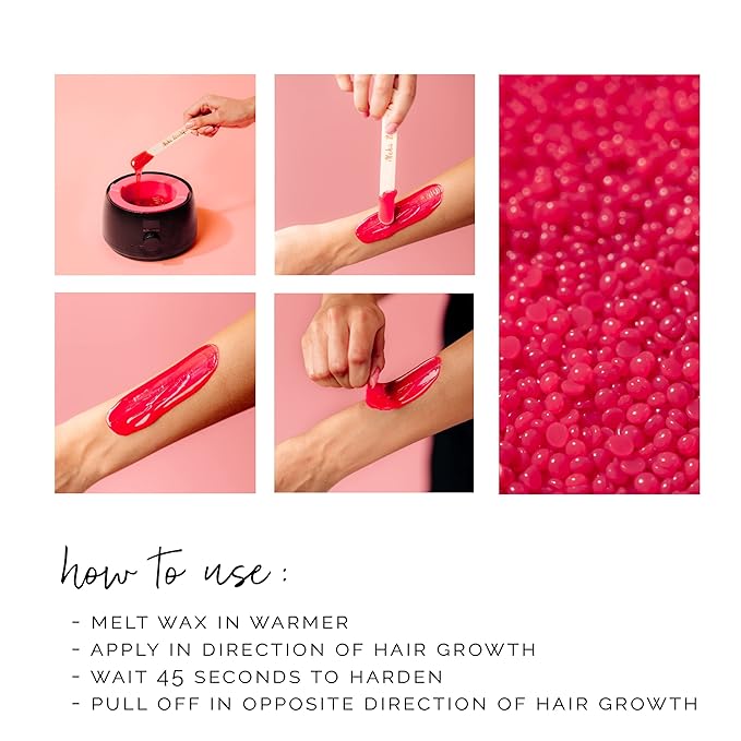 KoluaWax Hard Wax Beads for Hair Removal – Coarse Hair Formula – Face, Brazilian, Underarm, Back Chest, Bikini Waxing – Dragon Fruit & Hibiscus, 1lb Refill for Wax Warmers & 10 Applicator Sticks-Velvo Beauty