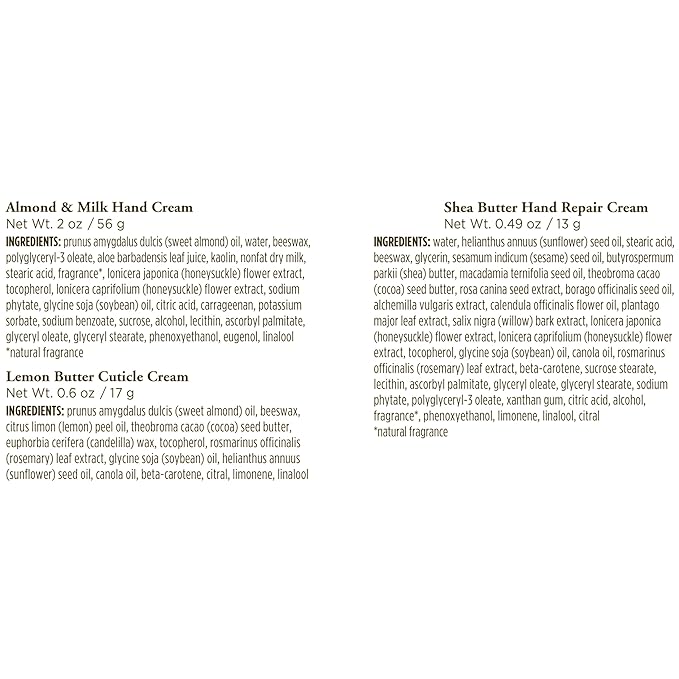 Burt's Bees Back to School Gifts Ideas, 3 Body Care College Dorm Products, Hand Repair Set - Almond and Milk Cream, Lemon Butter Cuticle Cream & Shea Butter Cream, with gloves-Velvo Beauty