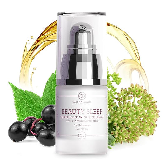 Overnight Eye Serum - Under Eye Serum for Night Time w. Hydrating Elderberry & Sea Fennel Stem Cells, Reduces Under-Eye Bags & Wrinkles, Anti-Aging Eye Serum-Velvo Beauty