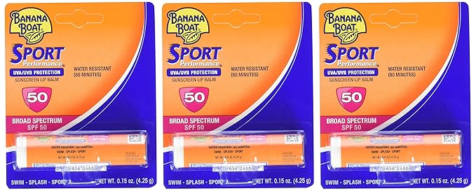Banana Boat Spf#50 Sport Lip Balm 0.15 Ounce (4.4ml) (3 Pack)-Velvo Beauty