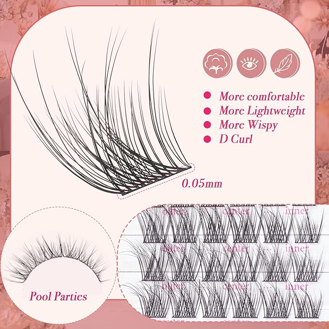 Lash Clusters - Dark Brown Lashes 360PCS Natural Wispy Fluffy Eyelash Clusters 8-16 MM Eyelash Extensions D Curl Faux Mink Lash Extensions DIY at Home-Velvo Beauty