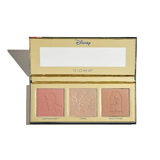 Sigma Beauty Cheek Palette – Disney’s Beauty and the Beast Pink Blush and Highlighter Makeup Palette - Smooth, Buttery Soft Pressed Powder with a Clean Formula and Long-Lasting Wear-Velvo Beauty