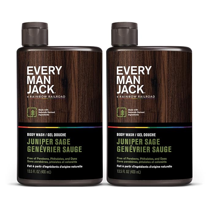 Every Man Jack Hydrating Body Wash for all skin types - Juniper Sage fragrance - Naturally Derived Ingredients - Cleanse, Nourish, and Hydrate Skin -Paraben Free, Phthalate Free, Dye Free-13.5oz - 2pk-Velvo Beauty