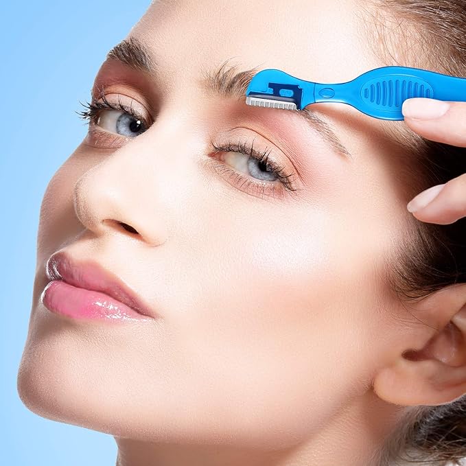 Mudder 21 Pcs Eyebrow Razor Eyebrow Shaver Facial Razor Multipurpose Face Trimmers with Precision Cover for Women Makeup Care Tools(Rose Red, Blue, Purple)-Velvo Beauty